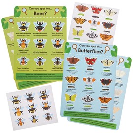 Baker Ross FN460 Bee & Butterfly Identification Sticker Fact Sheets - Pack of 4, STEM, Science, Maths and Learning Aids for Kids and Schools