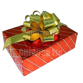 Gold Stars Decorative Pull Bows - 5" Wide, Set of 10, Christmas, Metallic Gift Wrapping Ribbons, Presents, Gift Bows, Wreath, Tree Decorations, Basket Decor, Mardi Gras, Easter