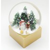 Christmas Snow Globe Winter Mood Snowman Stands with Child on