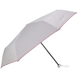 Moonbat Sweet Jasmil Folding Umbrella, Hickory Stripe x Hem Overlock, Rain Umbrella, Folding Umbrella, Lightweight, Windproof, Women's Navy Blue, Rib Length: Approx. 21.7 inches (55 cm), blue (navy