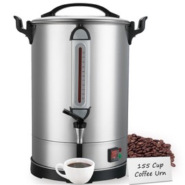 Coffee Percolator Large Coffee Urn 155 Cups Commercial Coffee Maker Electric Percolate Coffee Maker Hot Water Dispenser for Coffee Break, Catering, Church, Restaurant Dual Layer Stainless Steel