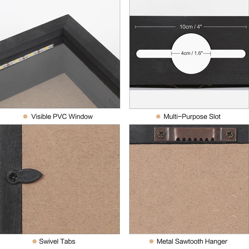 LED Shadow Box Frame Wine Cork Holder Display Case with