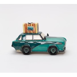Cosmos Gifts 62504 Fine Ceramic Road Trip Travel Green Car with Luggages on Top Piggy Money Bank, 6" L