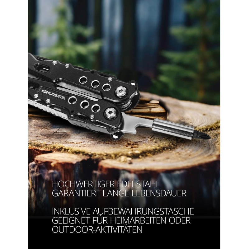 KIRKJUBØUR® "Hödur" 14-in-1 Stainless Steel Multifunction Tool - Includes 11-in-1