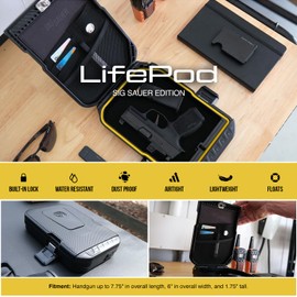 VAULTEK SIG SAUER Edition LifePod Secure Waterproof Travel Case Rugged Electronic Lock Box Travel Organizer Portable Handgun Case with Backlit Keypad (Biometric)