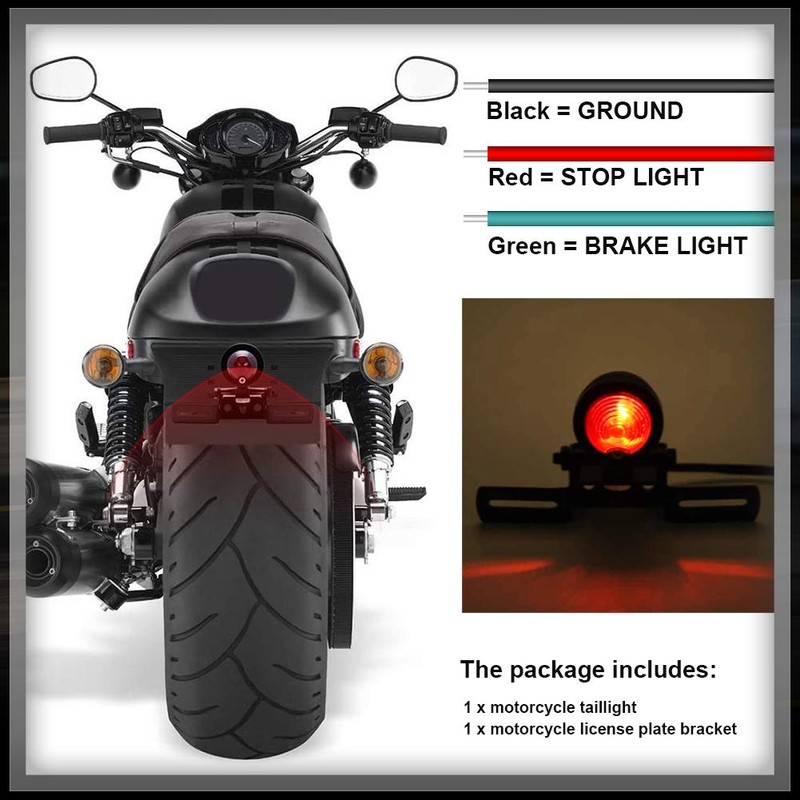 KATUR 1Pcs Red 12V Motorcycle Tail Light Brake Stop Running