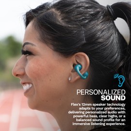 JLab JLab Flex Open Earbuds, Teal, Clip-on Cuff Design, Wireless Open-Ear Audio Freedom Effortless Fit, Safe Listening, Bluetooth Multipoint, Customize with The App