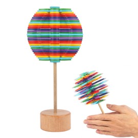 TVETE Rotating Lollipop Fibonacci Tree Manual Rotating Toy Wooden Pedestal Colorful Killing Time Stress Relief Fidget Toy Stress Relief Puzzle Art Tree Office Overtime Home Decor Adult Kids Funny Gift