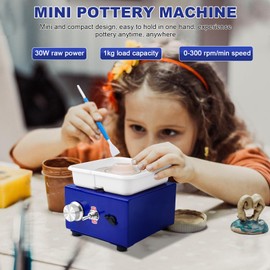 Mini Pottery Wheel Kit,30W Mini Pottery Wheel for Kids 8-12, 0-300RPM Speed Adjustable DIY Kits Clay Maker for Adults, Beginners, Crafts for Home DIY, Ceramic Work, Art Creation