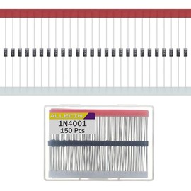 ALLECIN 150Pcs 1N4001 Rectifier Diode 1A 50V 1N4001G 4001 Silicon Diodes Cathode 1 Amp 50 Volt Dioden DO-41 Package