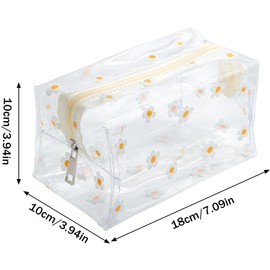 Clear Flower Makeup Bag Transparent Floral Cosmetic Bag,1Pc Cute PVC Clear Flower Makeup Bag Floral Cosmetic Bag,Transparent Floral Cosmetic Bag Clear Makeup Bag,Cute Flower Pvc Clear Makeup Bag,White