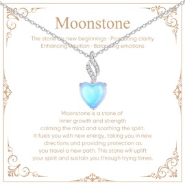 925 Sterling Silver Moonstone Necklace New Beginnings, Moonstone Jewelry June Birthstone Necklace for Women, Inspirational Graduation Gifts for Her, Best Friend Sister Daughter Birthday Gifts Ideas