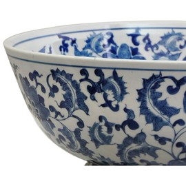 Red Lantern BW BWFL Display Bowl, Large, Floral Blue & White