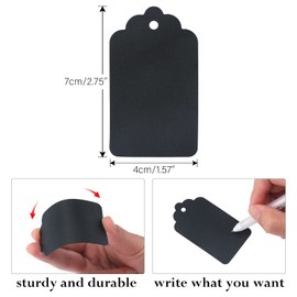 100 PCS Gift Kraft Tags, 4CM * 7CM Paper Blank Labels with 30 Meters Jute Twine for Craft Wedding Supply (Black)