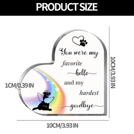 CutitiUU Dog Acrylic Heart Ornament,Rainbow Bridge Pet Loss Gifts,Rainbow Dog Angel Acrylic Heart Ornament,Memorial Gift,In Memory of Dog Passed Away,Heart-Shaped Acrylic Remembrance Decoration