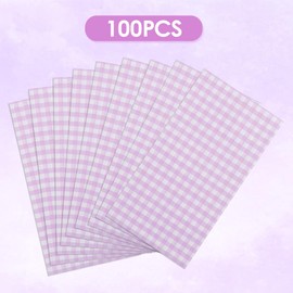 100 Pcs Purple Disposable Paper Napkins,Lavender and White Gingham Napkins Rectangular Purple Hand Napkin for Bathroom Picnic BBQ Wedding Birthday Bride Shower Party Supplies 2-ply 4.3x 7.9 Inches