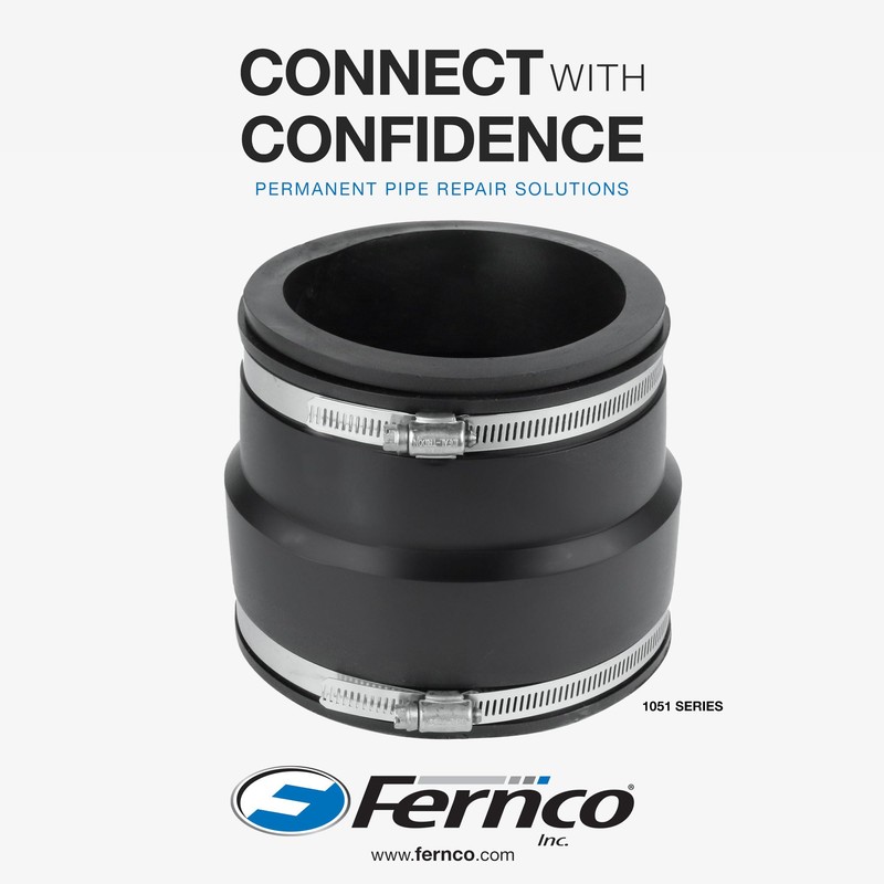 Fernco P1051-44 4" Flexible PVC Pipe Coupling for Asbestos Concrete