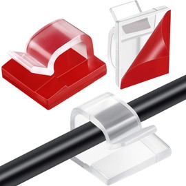 60 Stücke Outdoor Kabelclips mit Klebebändern Licht Clips Dekoration Clips Selbstklebende Haken Draht Halter für Lichterketten (Klar, Groß)