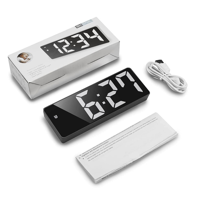 Digital LED Alarm Clock, Table Clock, Temperature and Calendar Display,