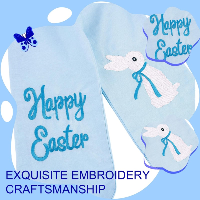 Maysing Embroidery Easter Basket Bow Happy Easter Bunny Bow 11.8