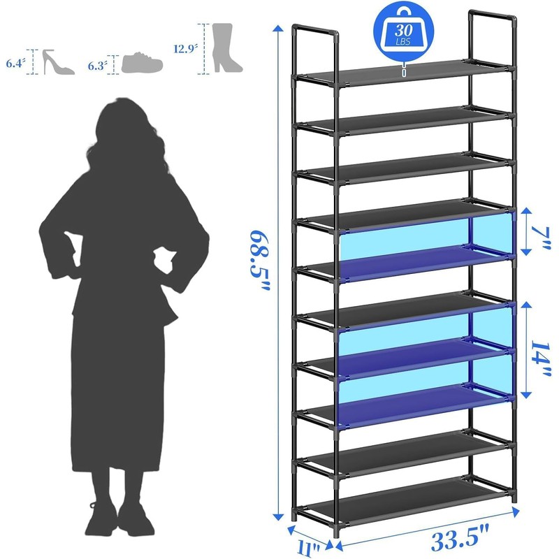 Simple Trending Tall Shoe Rack Storage Holds 40 Pairs, 10