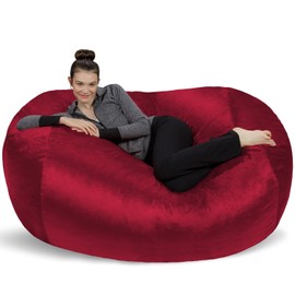 Sofa Sack Bean Bag Lounger - Plush Bean Bag Sofas with Super Soft Microsuede Cover - XL Memory Foam Stuffed Lounger Chairs for Kids, Adults, Couples - Jumbo Bean Bag Chair Furniture 6 Feet - Cinnabar