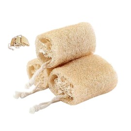 Natural Shower Loofah Sponge, Organic Loofah, Loofah Body Brush Natural Mesh Sponge Exfoliating Body Scruber for Removing Body Stains and Skin Deep Oil, Unclog Pores 3 pcs