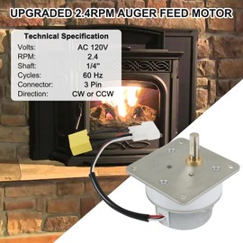 Upgraded 2.4RPM Auger Feed Motor AC120V Compatible with Quadra-Fire Part 812-4421 & 812-4420, Compatible with Heatilator PS35 PS50 CAB50 7000-500 PH