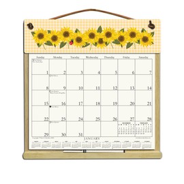 Wooden Refillable Calendar Holder Filled with The Rest of 2025 and 2026 calendars and Includes an Order Form Page for 2027-SUNFLOWERS