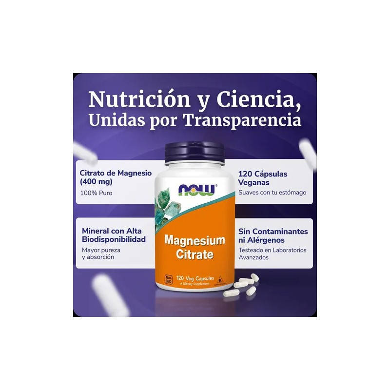 Citrato Magnesio 400mg Alta Absorción 120 Cap Veganas