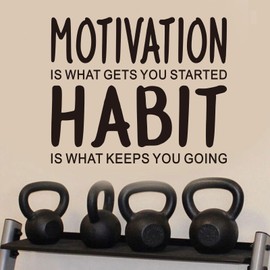 AnFigure Office Quotes Wall Stickers: Inspirational Gym Vinyl Art Wall Decals for Garage Classroom School Workspaces - Motivation is What Gets You Started 18"X15"