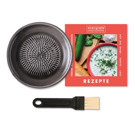 evergrate Ceramic Grater in Anthracite Design with Pastry Brush and Recipe Book