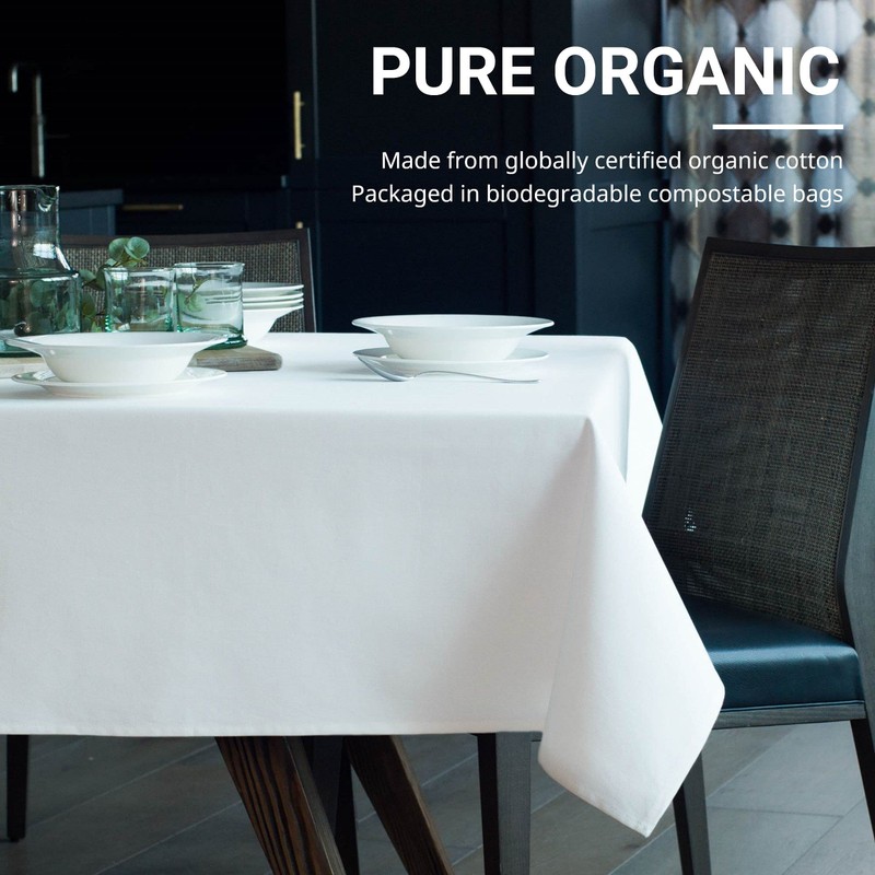 Organic Cotton Tablecloth Easy Care Washable Protective Heavyweight Fabric Eco