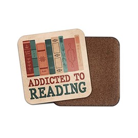 Square Single Coaster - Addicted to Reading Read Books Addict Men Boys Dad Girls Addiction Love Fan Drinks Kitchen Home Gift #80113