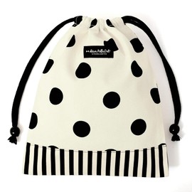 COLORFUL CANDY STYLE N7013400 Lunch Bag, Girls, Drawstring Bag, Medium, Elementary School Students, Stylish, Cute, Kids Polka Dot Large (twill/white)