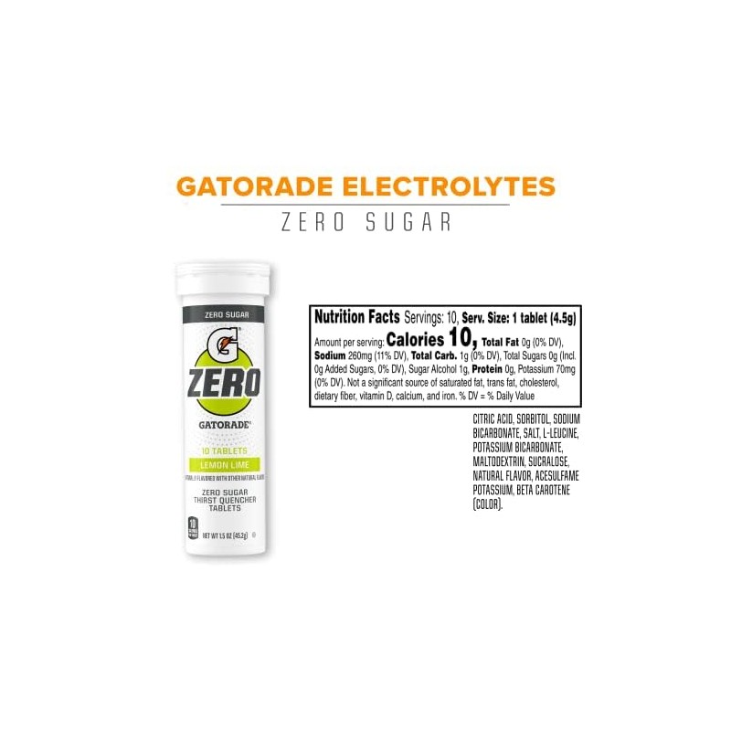 Gatorade Zero Tablets, Lemon-Lime (Pack of 80)