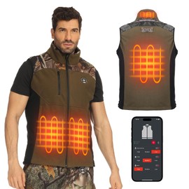 KEMIMOTO Mens Heated Vest with 12V 20000mAh Battery, Camo Heated Vest for Men, Warm Vest with Silent Fabric for Hunting Hiking (X-Large)
