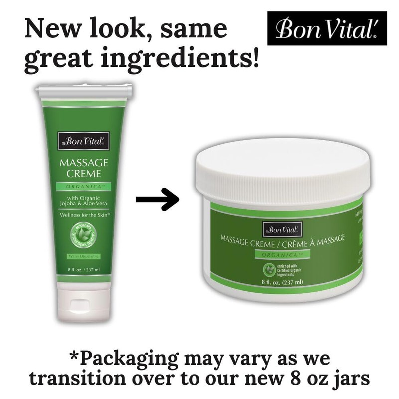 Bon Vital' Organica Massage Creme, Professional Massage Therapy Cream with