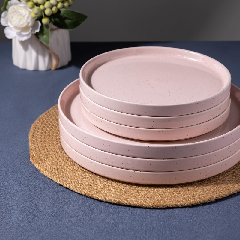AmorArc Ceramic Dinnerware Set for 4 | Speckled Stoneware Plates