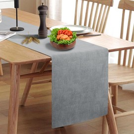 Rinpon Waterproof Wipeable Table Runner, Thick Farmhouse Table Runner, Dresser Runner, Rustic Table Runner for Kitchen Dining Room, Bedroom, Living Room, Indoor and Outdoor (72'', Grey)