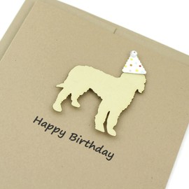 Doodle Birthday Card | Handmade Goldendoodle Notecard with Confetti Party Hat | Labradoodle Greeting