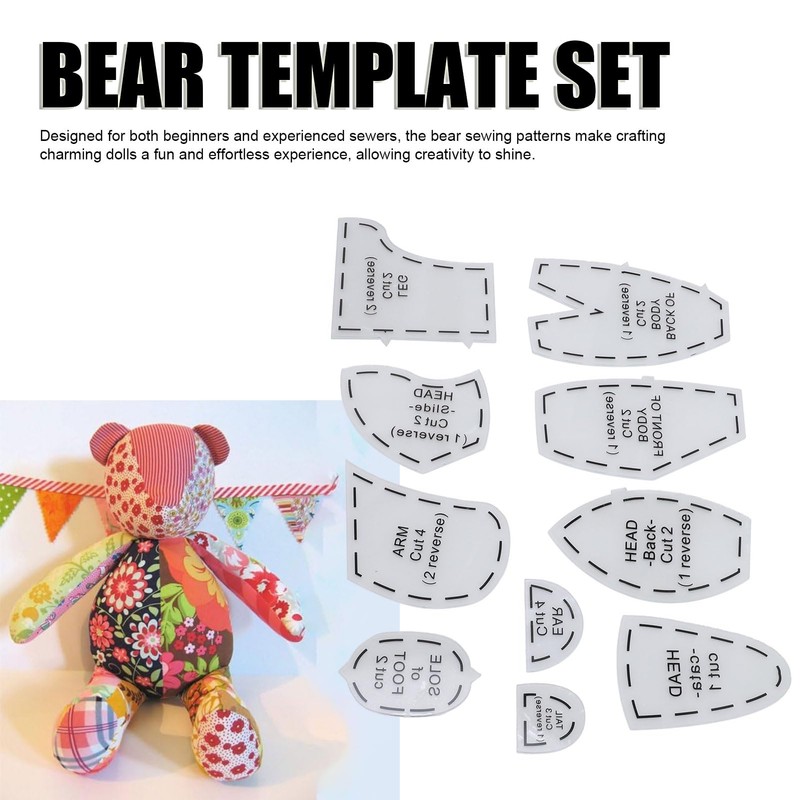 Generic Acrylic Memory Bear Template Ruler Set for Sewing Patterns