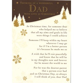 Grave Card - Thinking Of A Wonderful Dad With Love At Christmas - Free Card Holder - C118a
