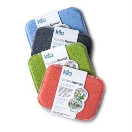 Kilo Scrubby Sponge - Anti-Scratch Pot Scourer with Absorbent Core, Multi-Purpose Set (4 Pieces), 17 x 13 cm, Set of 4