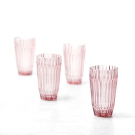 Fortessa Archie Glass Drinkware, Iced Beverage Glass (Set of 6), 14.8 Ounce, Pink