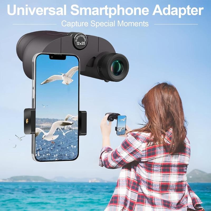 12x25 Ultra HD Binoculars for Adults with Phone Adapter and