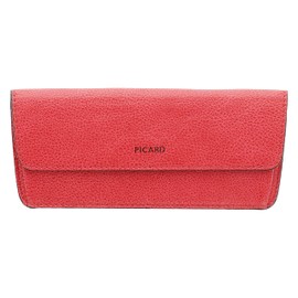 Picard Women's Glasses Case Button Real Leather Medium with Press Stud Glasses Case Everyday Going Out, Antique silver