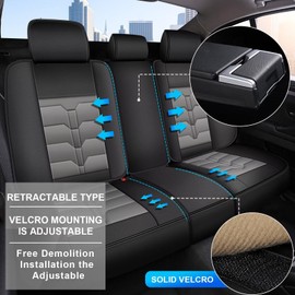 IKABEVEM Full Set Seat Covers Fit for Buick Lacrosse 2008-2019 Faux Leather Car Seat Cover 2 Rows 5 Seats Waterproof Seat Cushion Protector (Black & Grey)