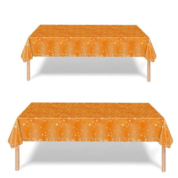 2P Orange Party Plastic Table Cloth,137x274cm Shiny Glitter Orange Tablecloths