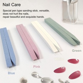 Jaasuee 8 Pieces Stone Nail File and Pumice Stone Stick Set - Nail Cuticle Pusher and Buffing Tool for Home and Salon Use
